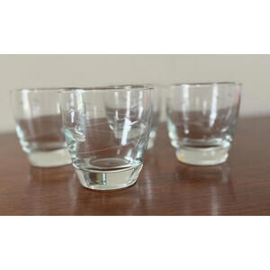 VTG Anchor Hockings Etched Glass Barware 3” Low Ball Whiskey Glasses SET OF 4
